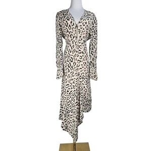 NEW! $595 A.L.C. Eden Leopard Print Dress 8 Silk Zip V-Neck Asymmetric ALC